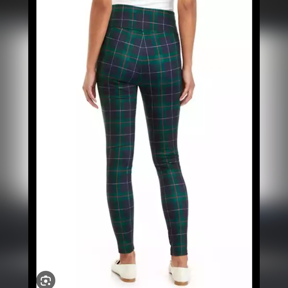 NWT Crown & Ivy Women's Green Plaid Pull On Stretch Skinny Pants - Picture 11 of 11